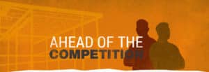 remediation products hahead of the competiton header image with orange background and illustrated men standing back to back with arms crossed